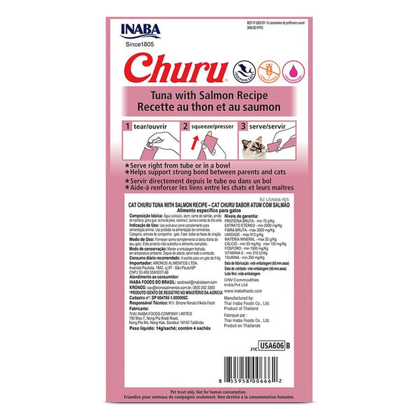 INABA Churu Tuna with Salmon Recipe Creamy Cat Treats