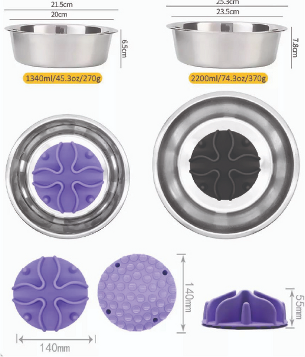 Talking Dog Club Slow Feeder Bowl Attachment for Dogs and Cats (Purple)