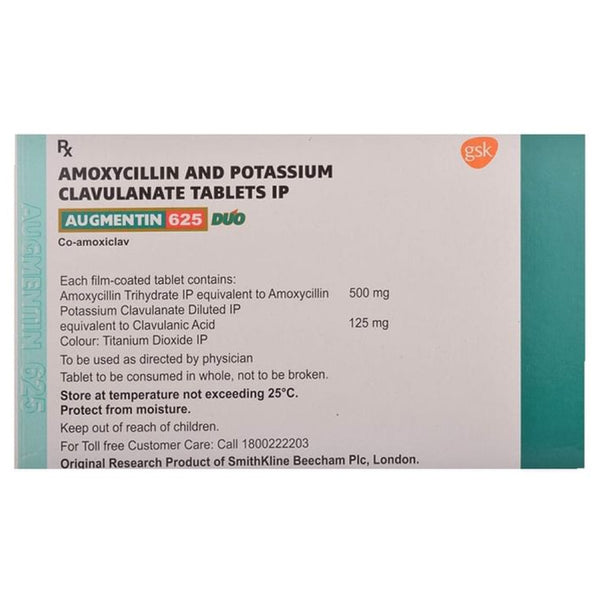 GSK Augmentin 625 Duo Tablet (Amoxycillin & Clavulanic Acid)