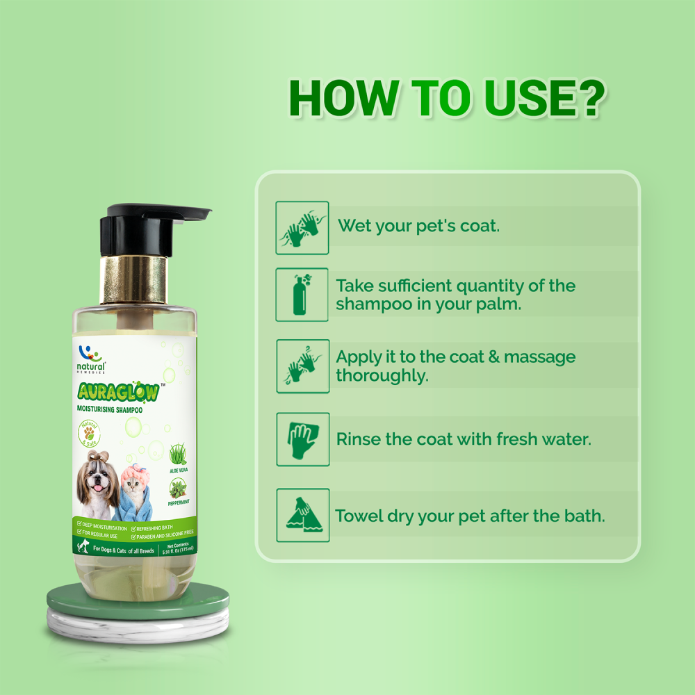 Natural Remedies Auraglow Moisturizing Shampoo for Dogs and Cats Both-Grooming Supplies Natural Remedies