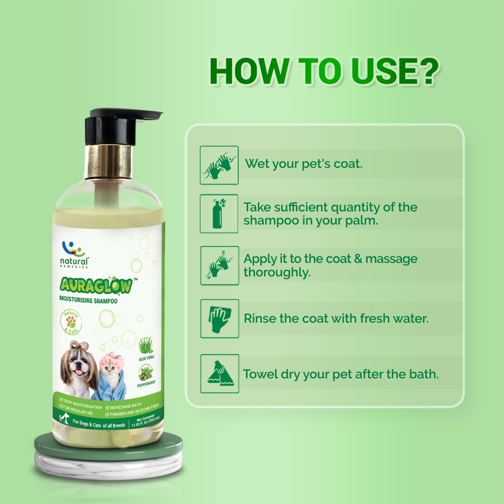 Natural Remedies Auraglow Moisturizing Shampoo for Dogs and Cats Both-Grooming Supplies Natural Remedies