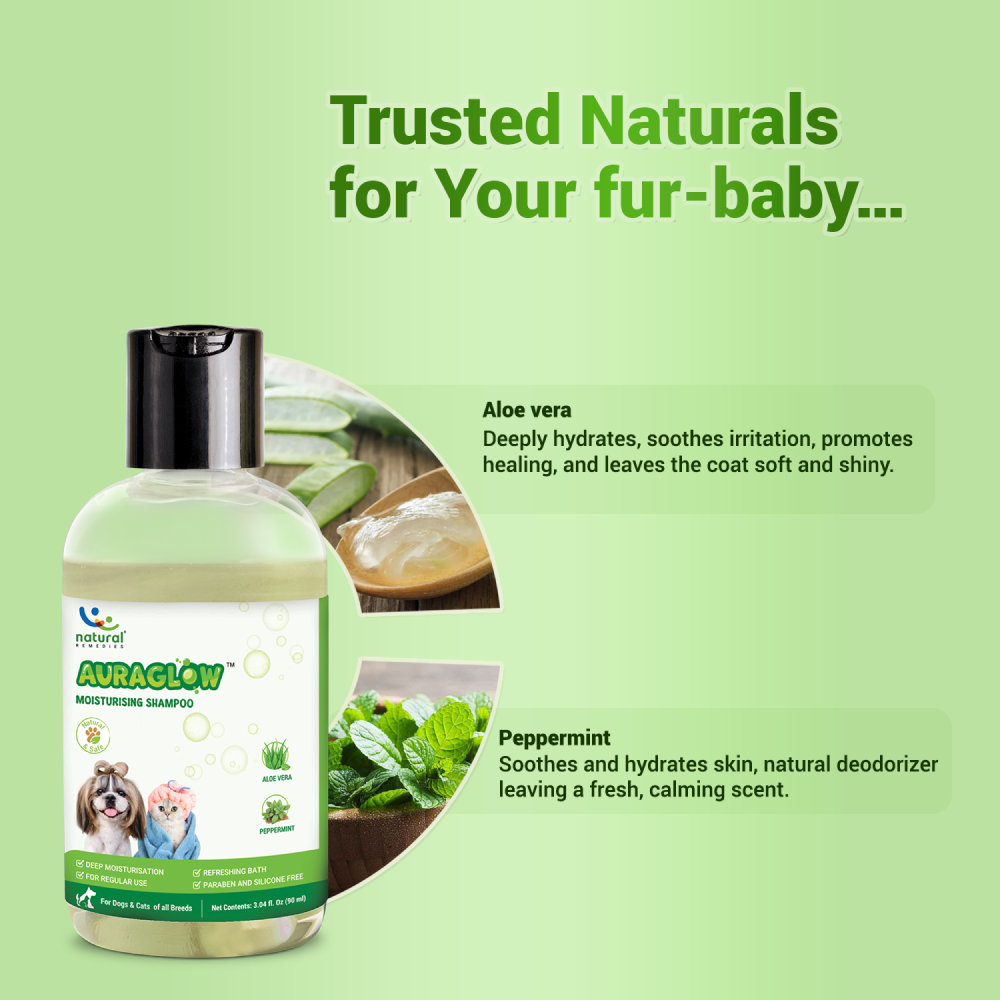 Natural Remedies Auraglow Moisturizing Shampoo for Dogs and Cats Both-Grooming Supplies Natural Remedies