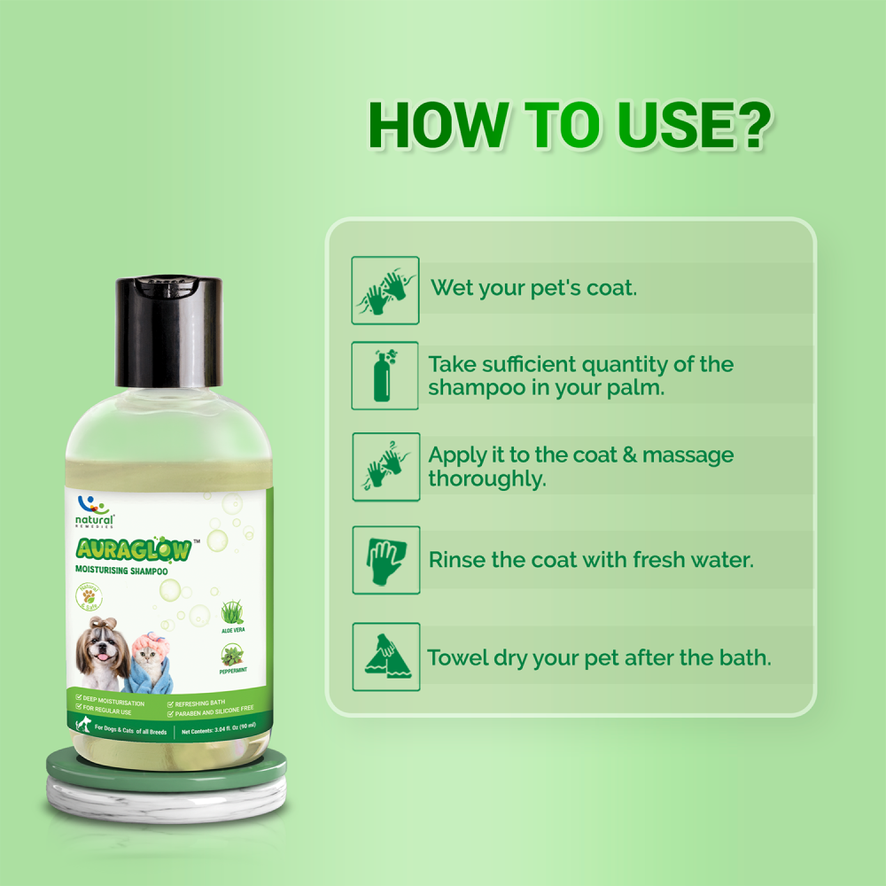 Natural Remedies Auraglow Moisturizing Shampoo for Dogs and Cats