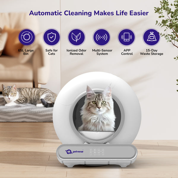 Petverse Pro Automatic Litter Box for Cats (White)