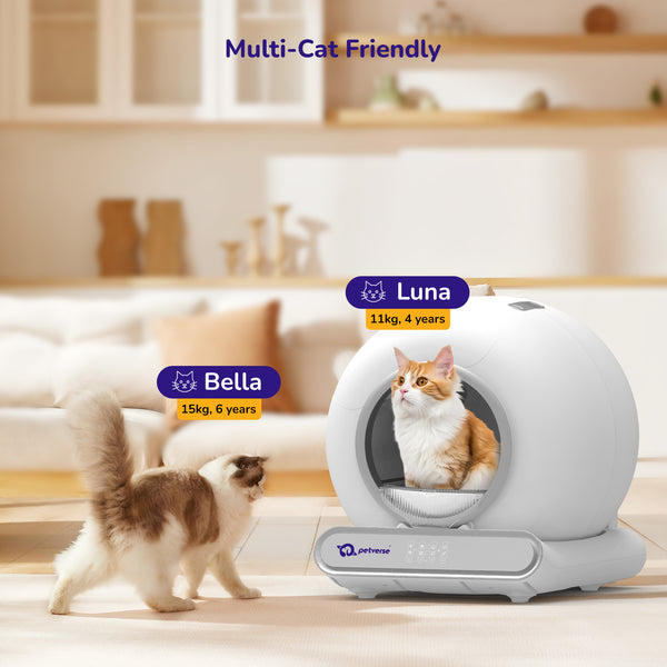 Petverse Pro Automatic Litter Box for Cats (White)