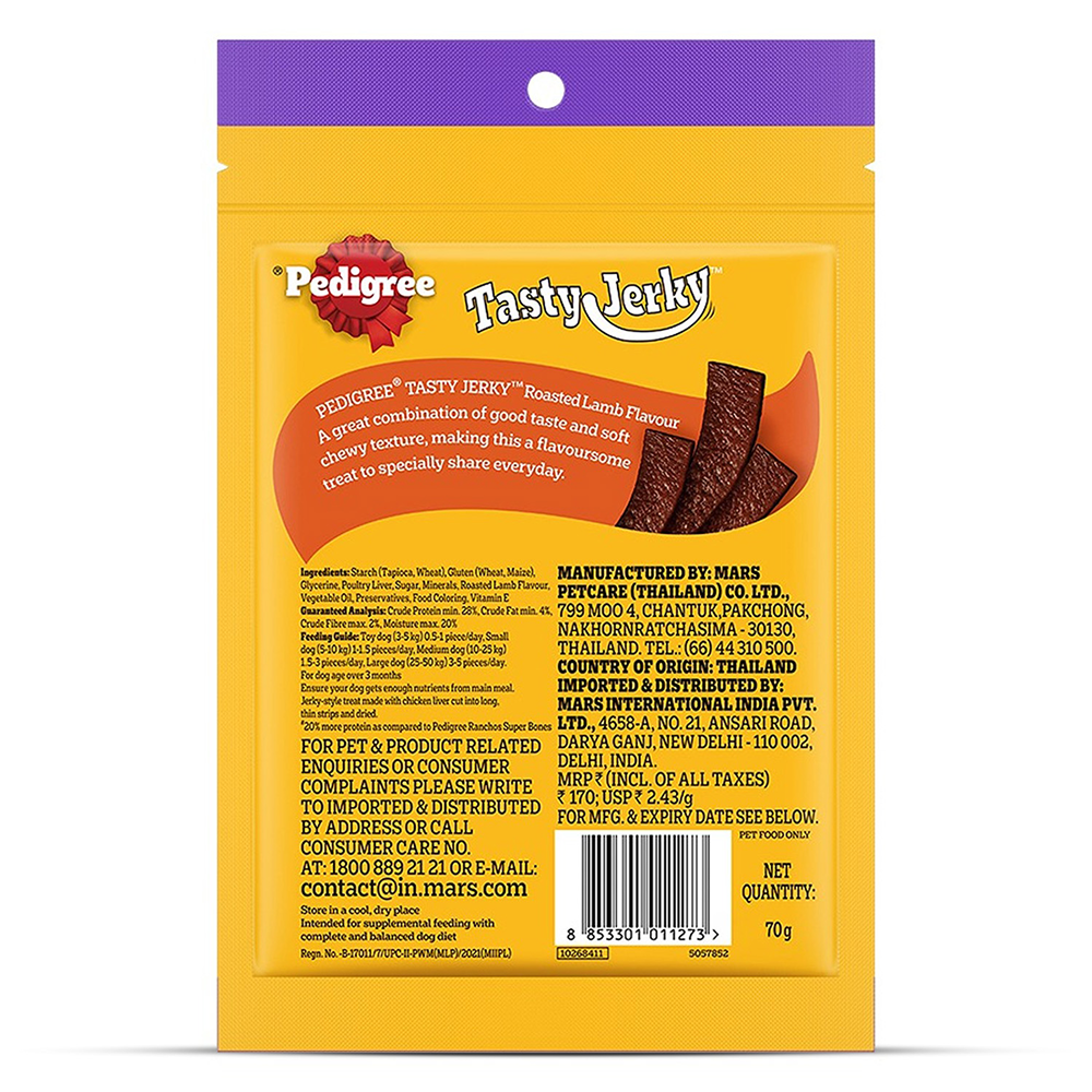 Pedigree Roasted Lamb Tasty Jerky Dog Treat Dog Treats + Others Pedigree