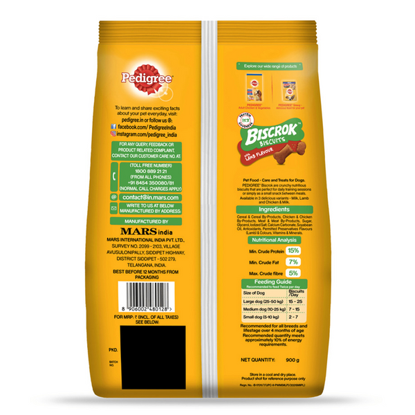 Pedigree Lamb Flavour Biscrok Biscuits Dog Treats (900g)