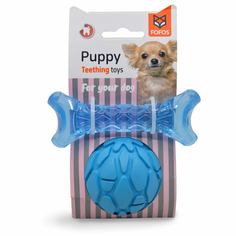 Barkbutler x Fofos Milk Bone & Ball Durable Interactive Chew Toy for Dogs (Blue)