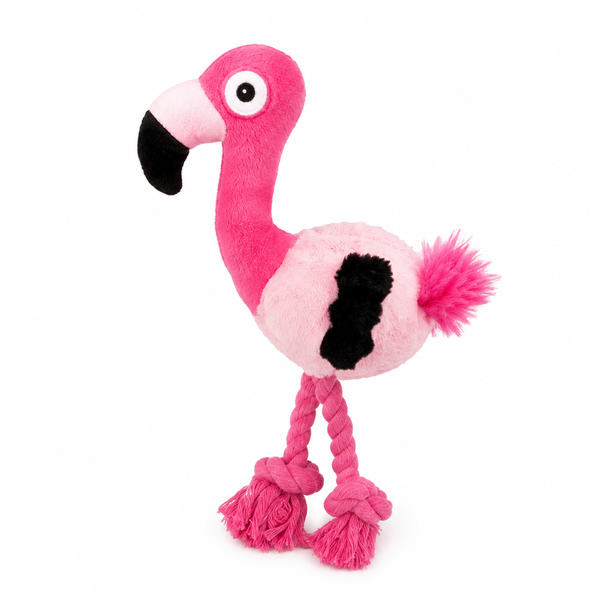 Talking Dog Club Flamingo Ultrasonic Plush & Rope Toy for Dogs