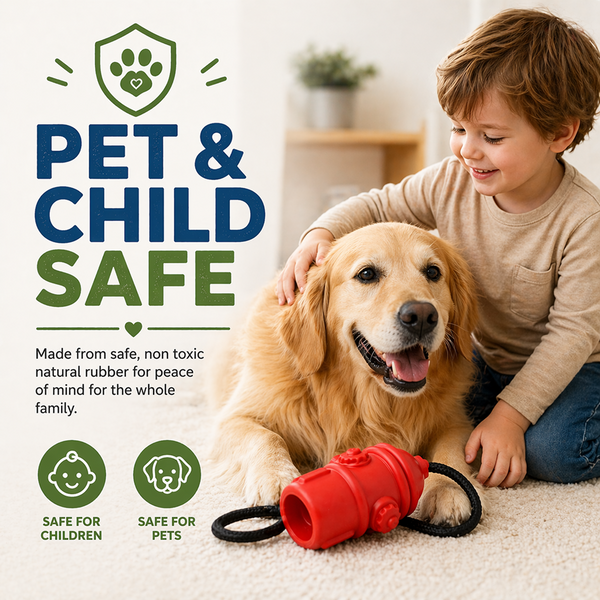 Talking Dog Club Sturdy Fire Hydrant Rubber & Rope Toy for Dogs (Red)