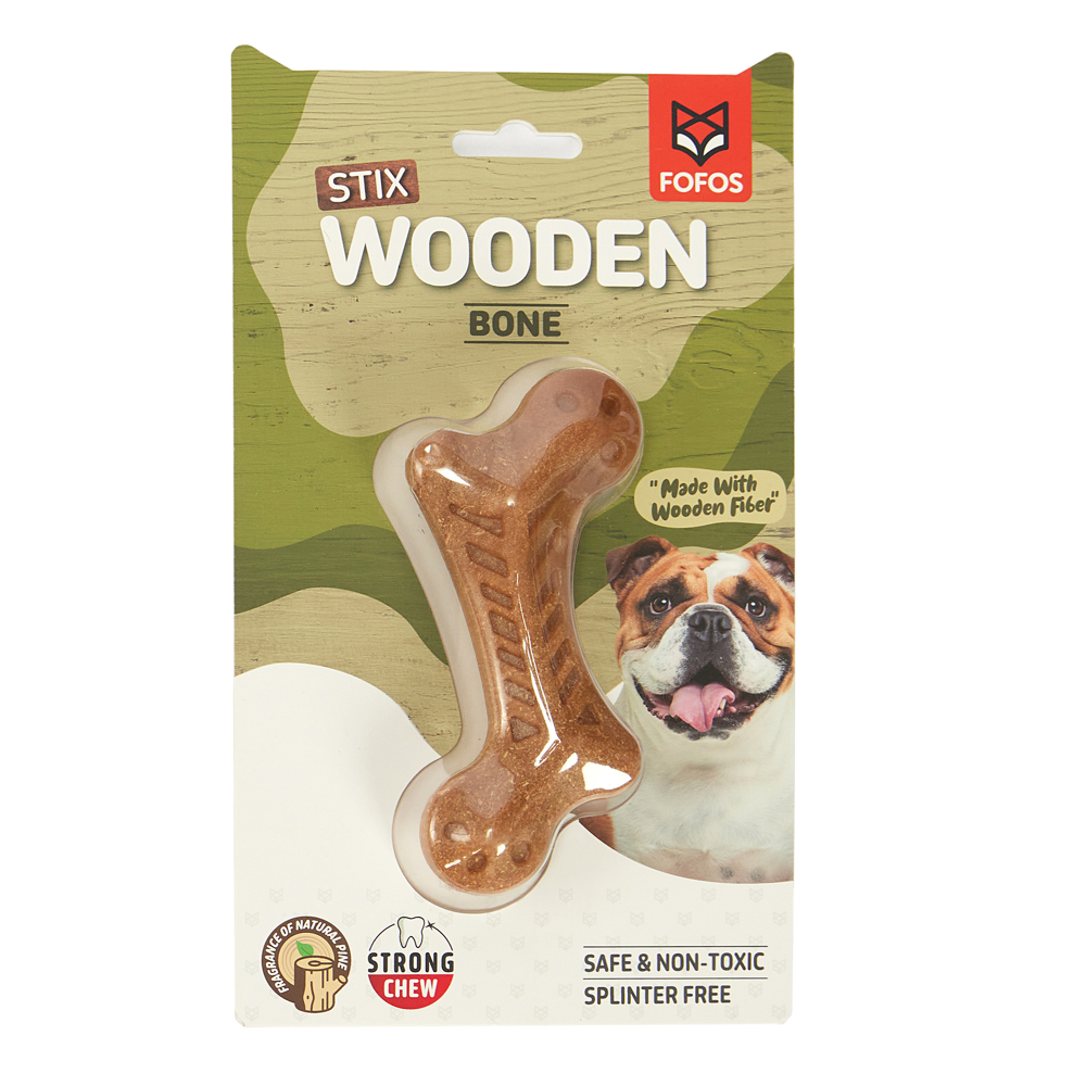 Fofos Woodplay Bone Toy for Dogs | For Aggressive Chewers