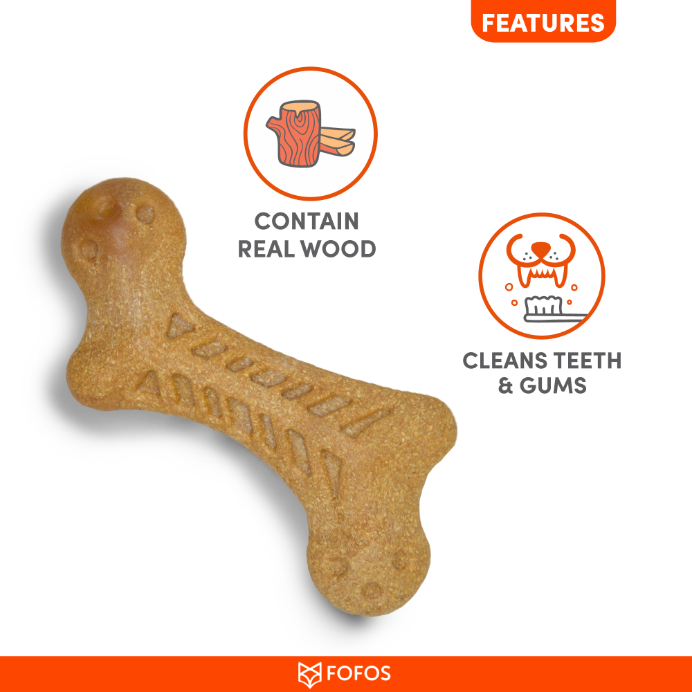 Fofos Woodplay Bone Toy for Dogs | For Aggressive Chewers