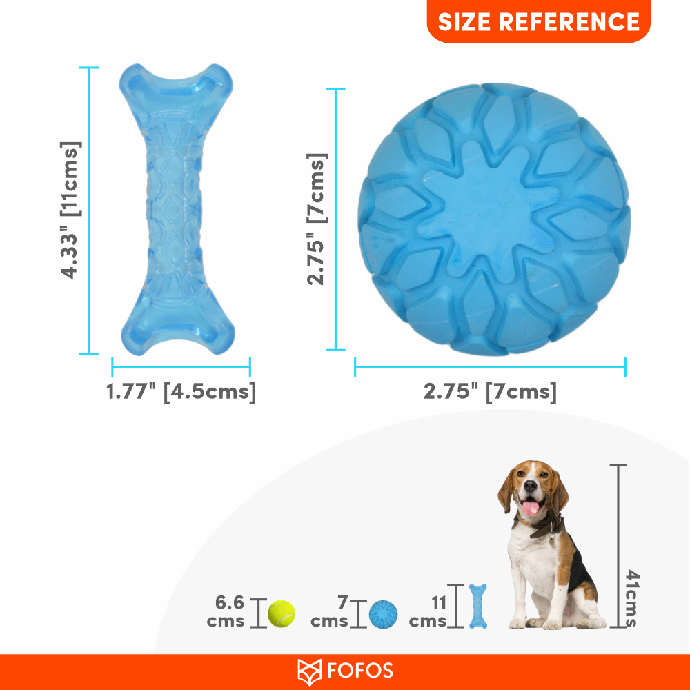 Barkbutler x Fofos Milk Bone & Ball Durable Interactive Chew Toy for Dogs (Blue)
