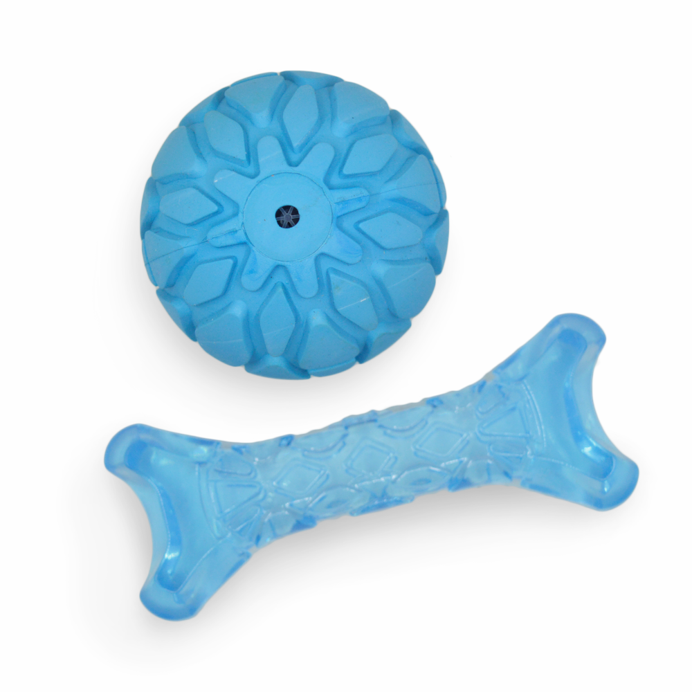 Fofos Milk Bone & Ball Toy for Dogs (Blue) | For Medium Chewers