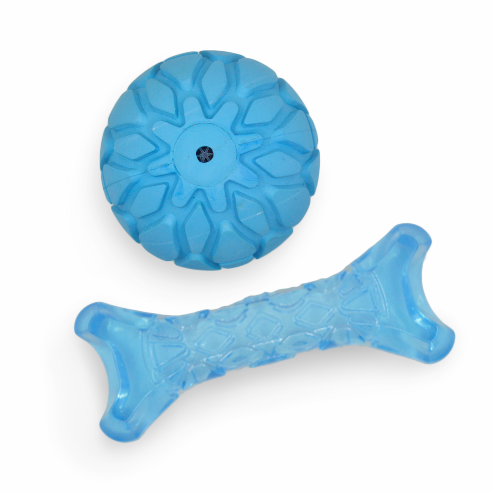 Barkbutler x Fofos Milk Bone & Ball Durable Interactive Chew Toy for Dogs (Blue)