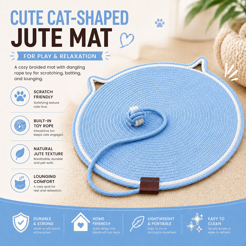 Talking Dog Club Rope Scratching Mat for Cats (Blue) Cats-Toys Talking Dog Club Dropship