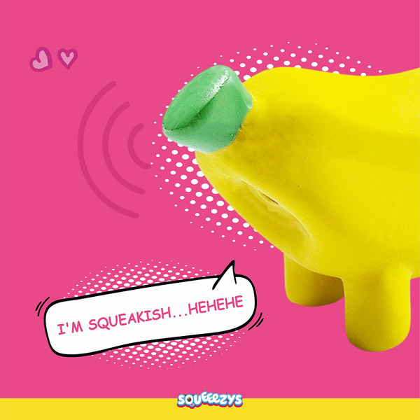 Squeeezys Latex banana Squeaky Chew Toy for Dogs (Yellow)