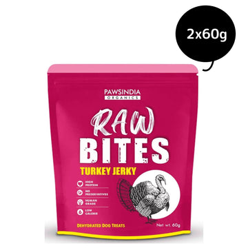 Pawsindia Organics Raw Bites Turkey Jerky Dog Treats