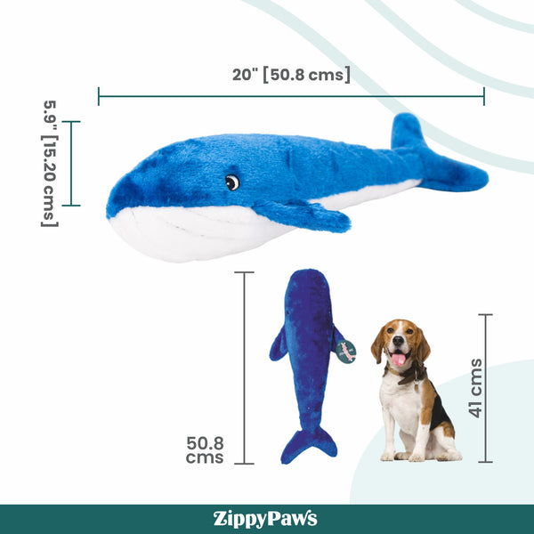 Zippy Paws Blue Whale Jigglerz Plush Toy for Dogs