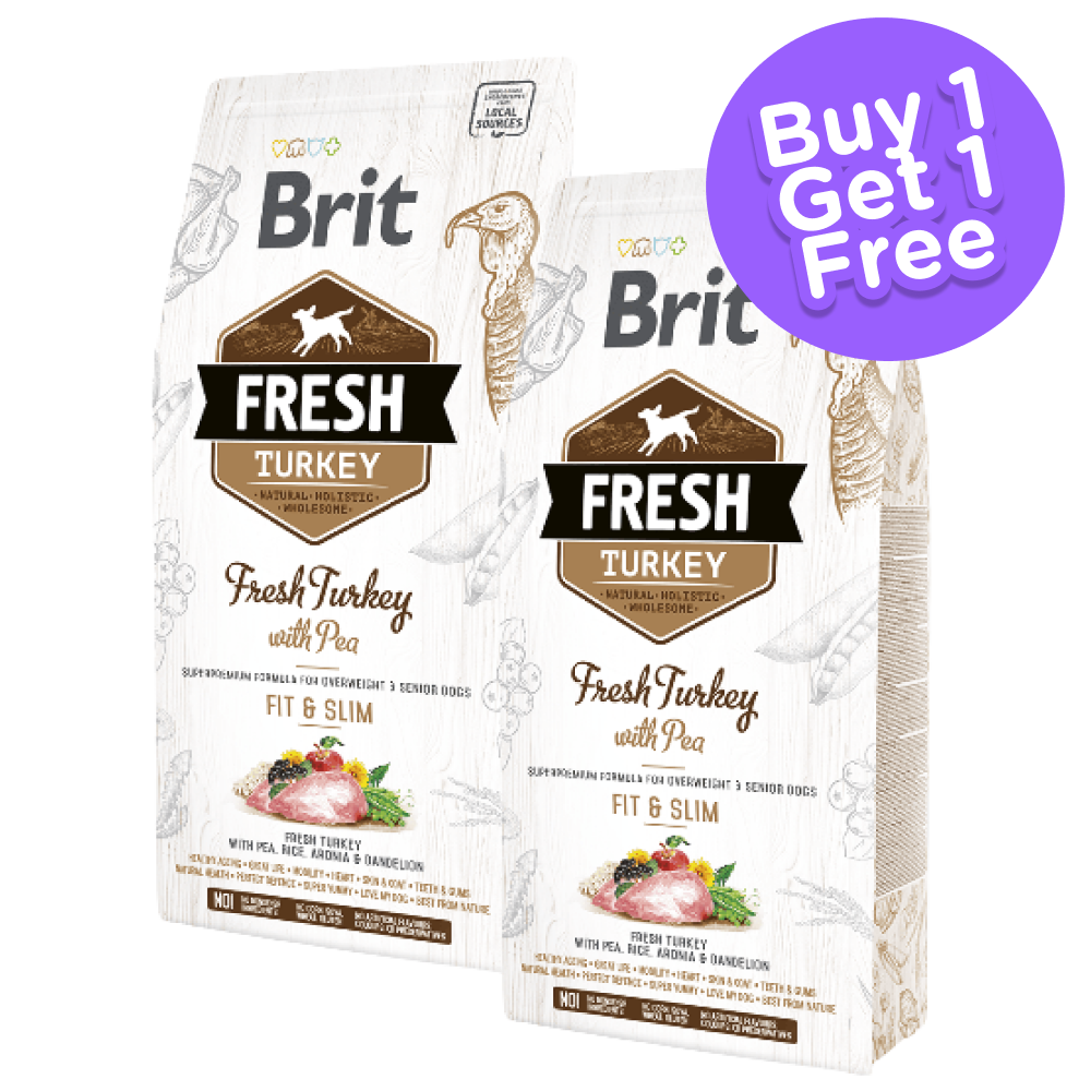Brit Fresh Turkey with Pea Fit & Slim Dog Dry Food (Buy 1 Get 1 Free)