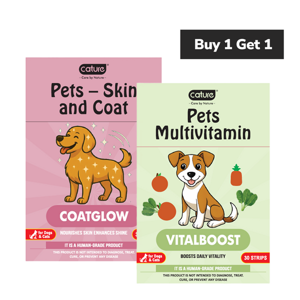 Cature Care by Nature Coatglow & Vitalboost Dissolving Oral Strips for Dogs and Cats (Buy 1 Get 1)