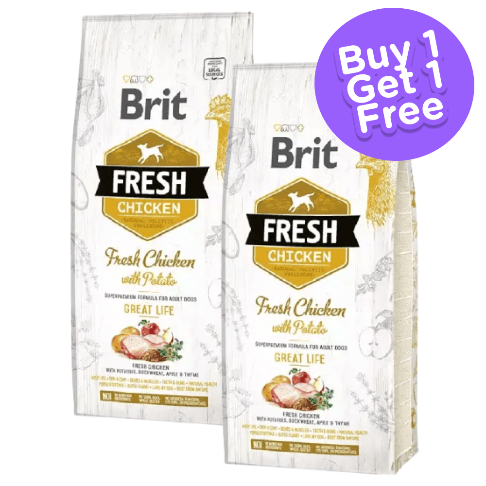 Brit Fresh Chicken with Potato Great Life Adult Dog Dry Food (Buy 1 Get 1 Free)
