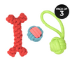 Skatrs Ball, Bone Shaped and Knotted Ball with Handel 3 in 1 Combo Rope Chew Toy for Dogs and Cats Both-Toys Skatrs Pack of 3