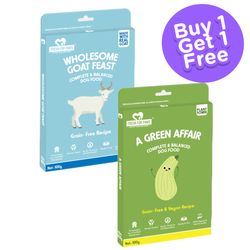 Fresh For Paws Wholesome Goat Feast and A Green Affair Grain Free & Vegan Dog Wet Food (Buy 1 Get 1 Free))