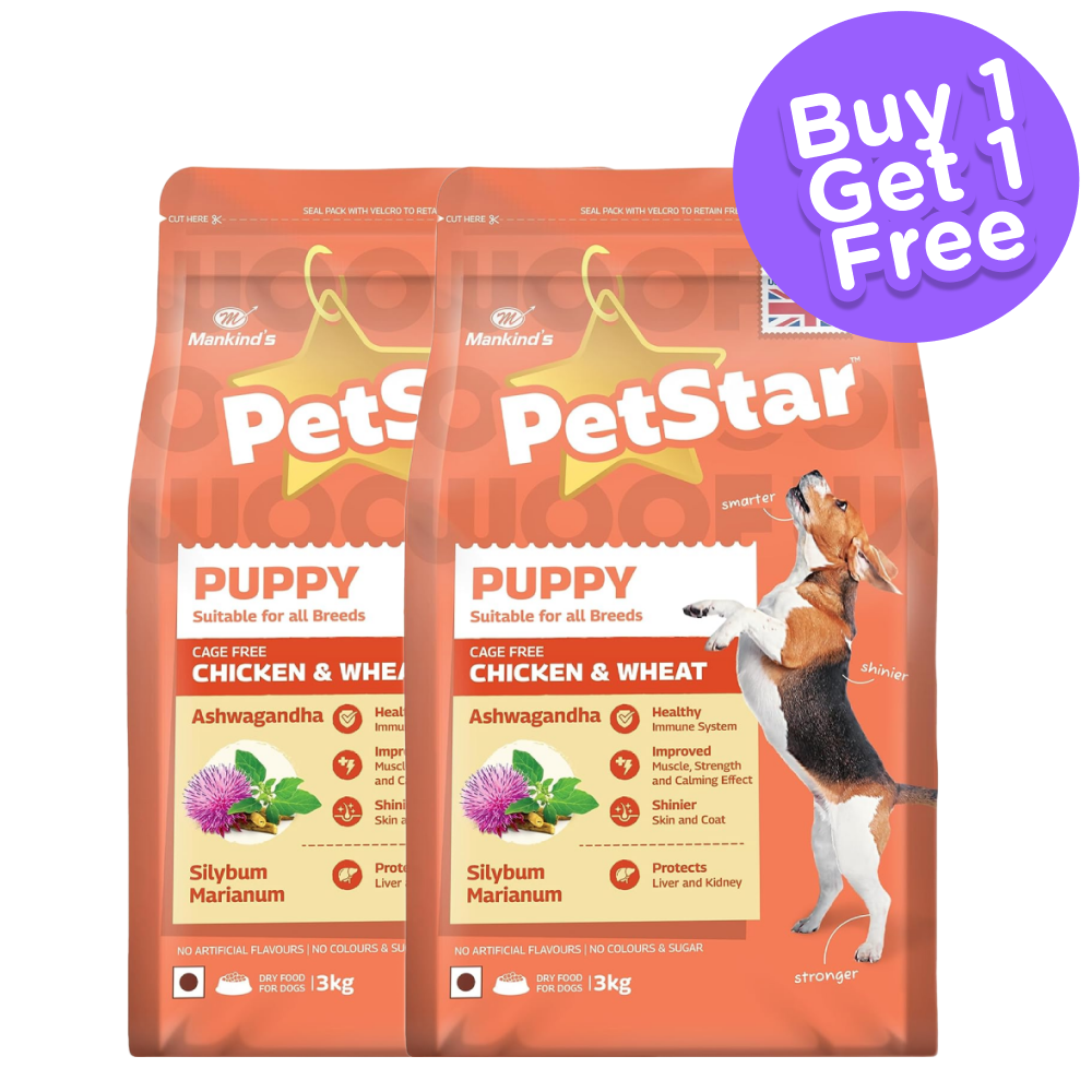 Mankind Petstar Chicken and Wheat Puppy Dry Food (Buy 1 Get 1 Free)