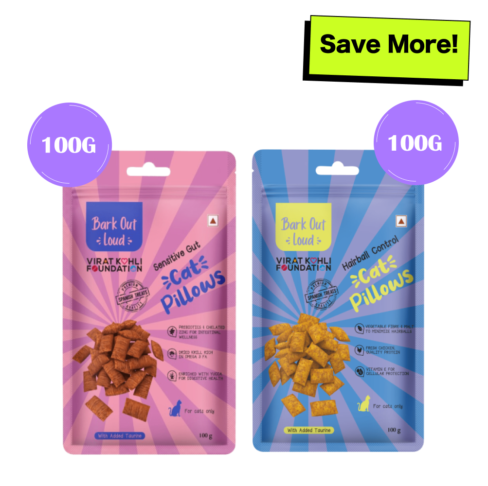 Bark Out Loud by Vivaldis Pillows for Sensitive Gut & Hairball Control Cat Treats Combo Cats-Treats & Others Bark Out Loud 100g+100g