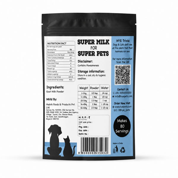 HYE Pets Nutrient Rich Goat Milk Powder for Dogs and Cats