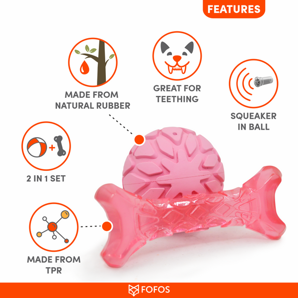 Barkbutler x Fofos Milk Bone & Ball Toy for Dogs (Pink)