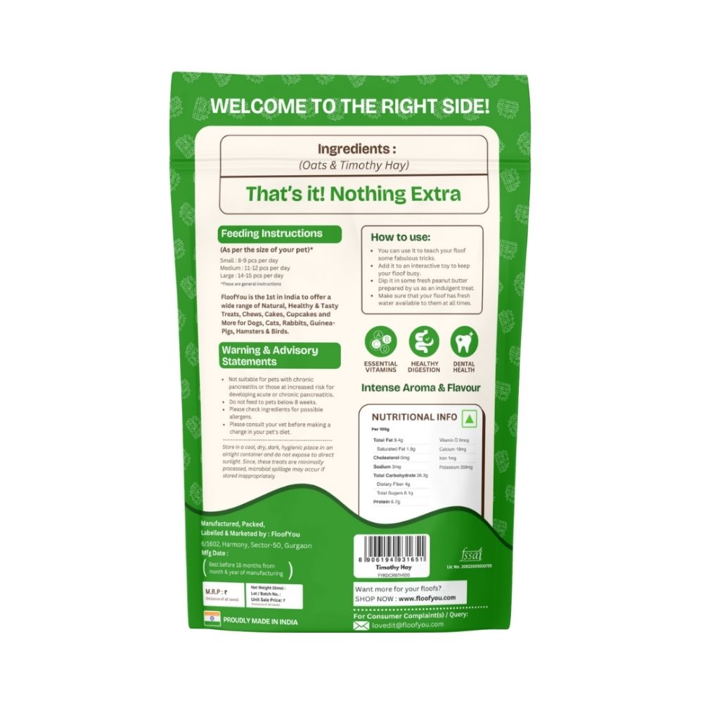 FloofYou Oven Baked Timothy Hay Small Animals Treat Rabbits FloofYou