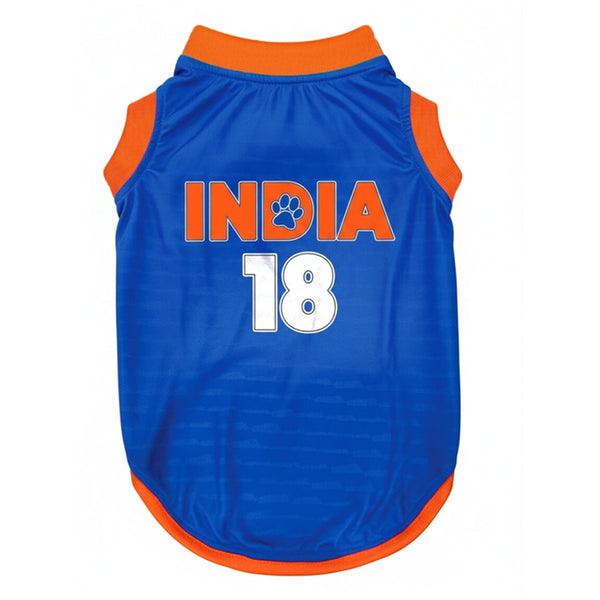 Pawsindia Round Neck Indian Cricket Jersey for Dogs