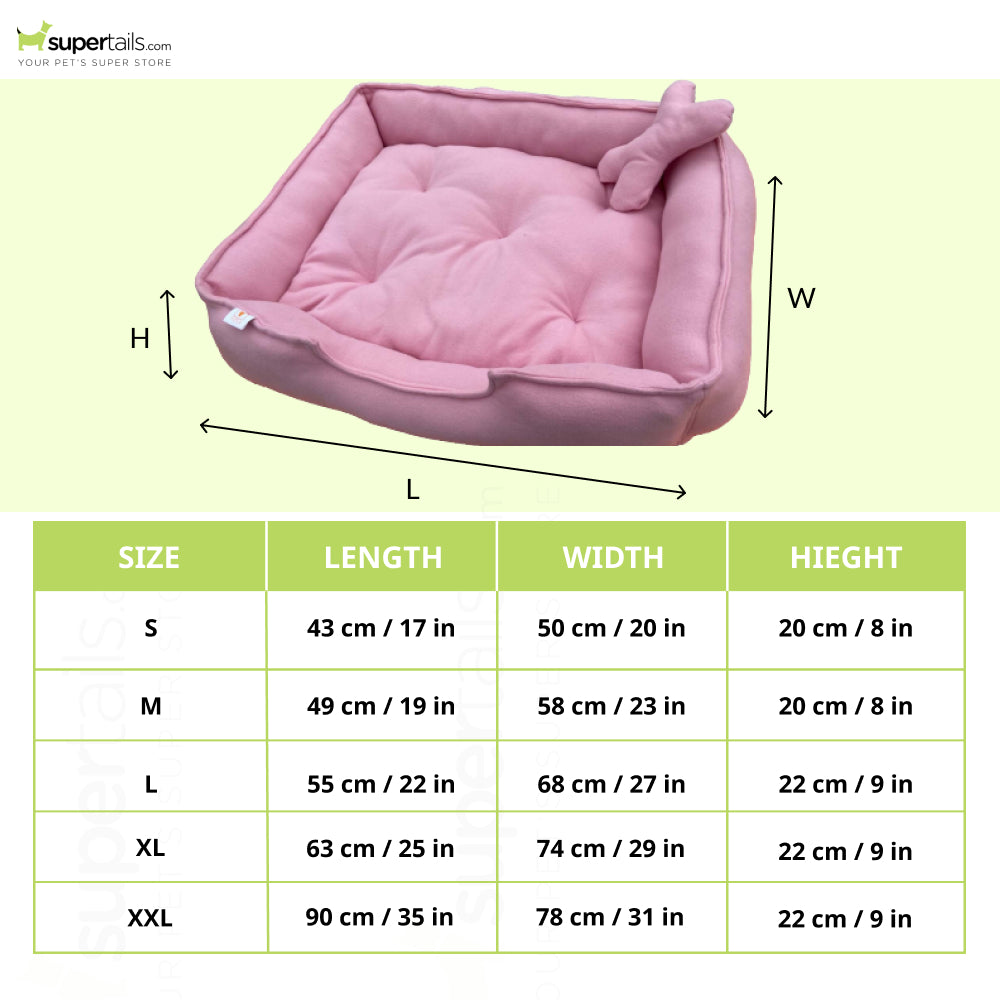 Fluffy's Luxurious Reversible Polyester Filled Bed for Dogs and Cats (Pink)