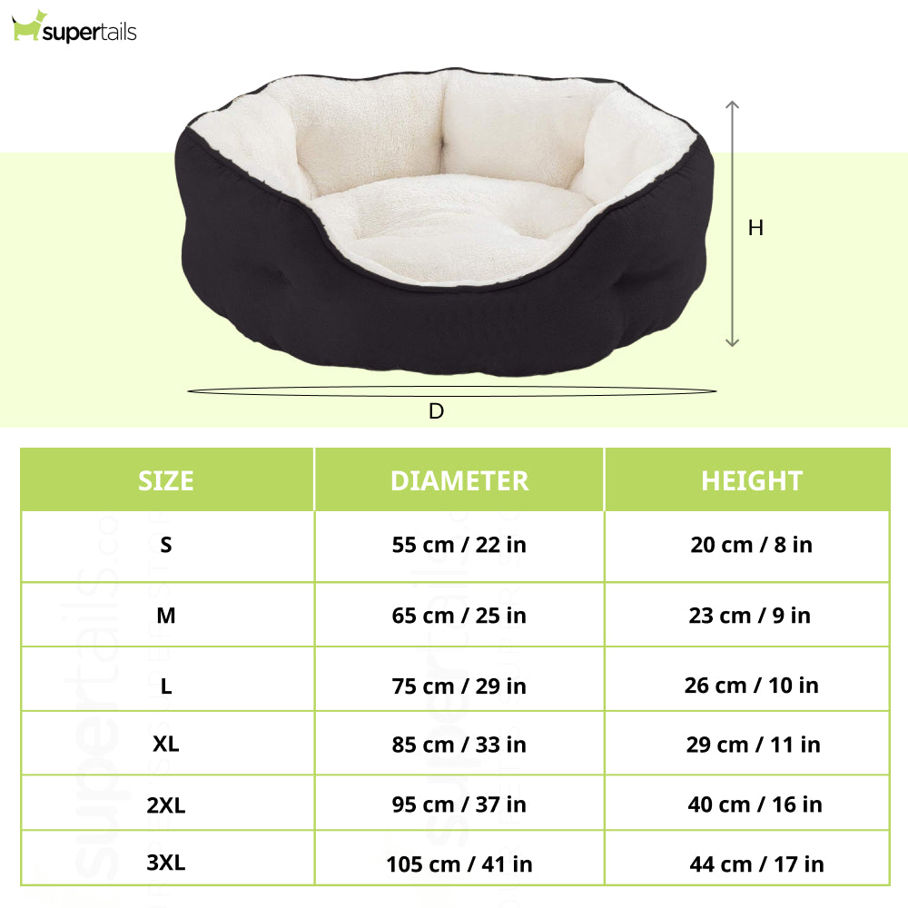 Fluffy's Pawsome Round Washable Bed for Dogs and Cats (Black) Both-Bedding, Mats & Travel Supplies Fluffy's