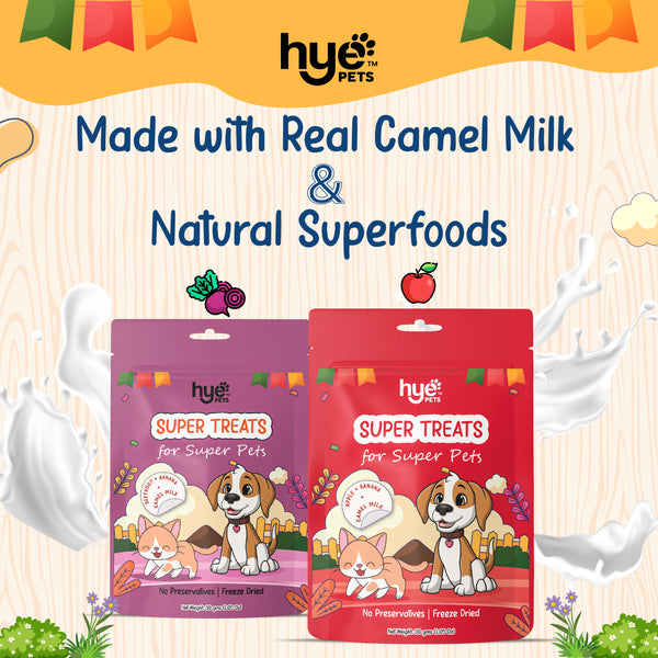HYE Pets Freeze Dried Treats with Camel Milk, Beetroot and Banana for Dogs and Cats