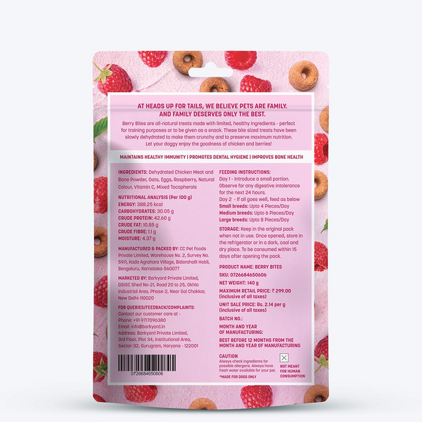 HUFT Berry Bites Gluten Free Real Chicken & Raspberries Dog Treats