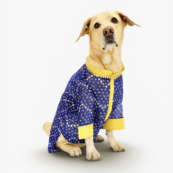 Dogobow Zig Zag Mirror Kurta for Cats & Dogs (Blue)