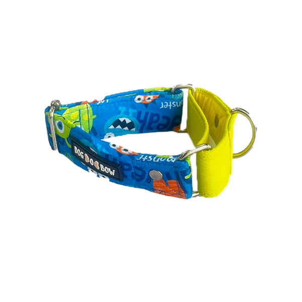 Dogobow Monster Print Martingale Collar for Dogs (Blue)