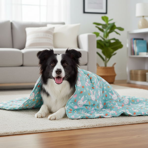 Skatrs Bunny Bloom Blanket for Dogs & Cats (Light Blue)