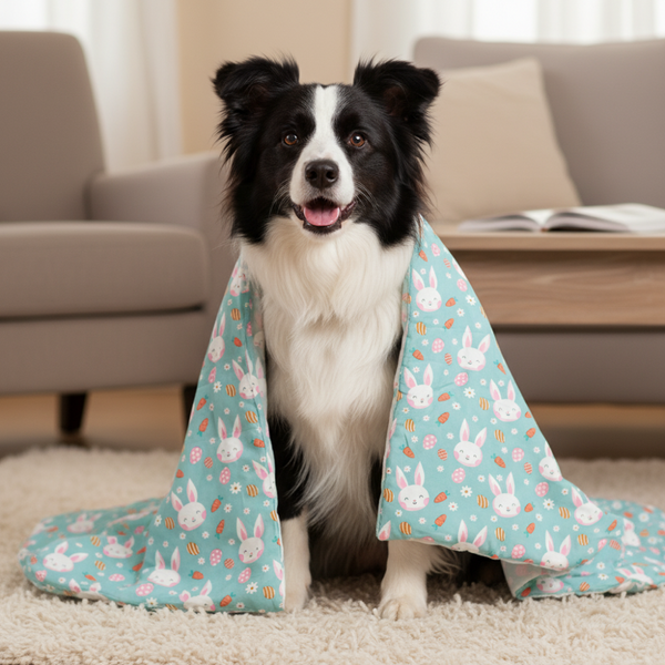 Skatrs Bunny Bloom Blanket for Dogs & Cats (Light Blue)