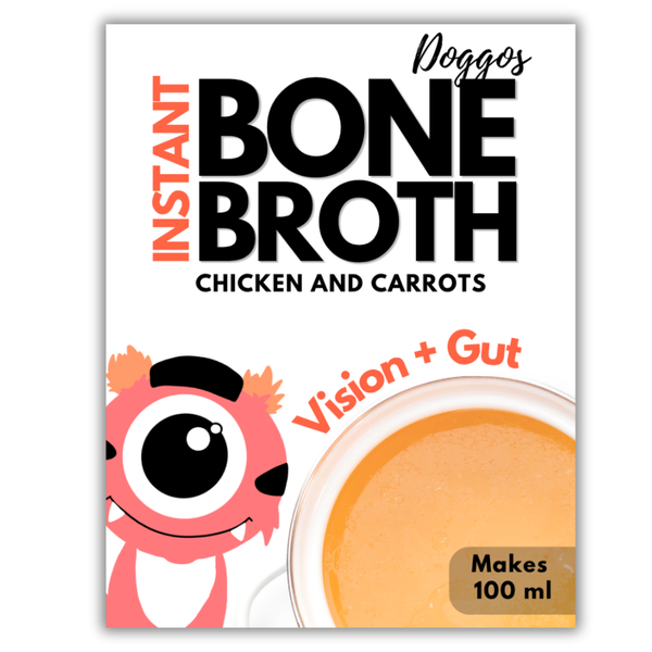 Doggos Instant Chicken and Carrots Bone Broth Gut and Vision Formula (Makes 100ml) for Cats and Dogs