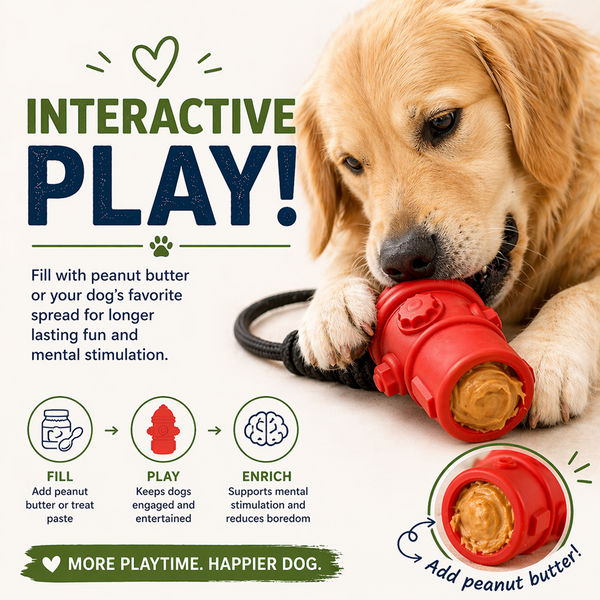 Talking Dog Club Sturdy Fire Hydrant Rubber & Rope Toy for Dogs (Red)
