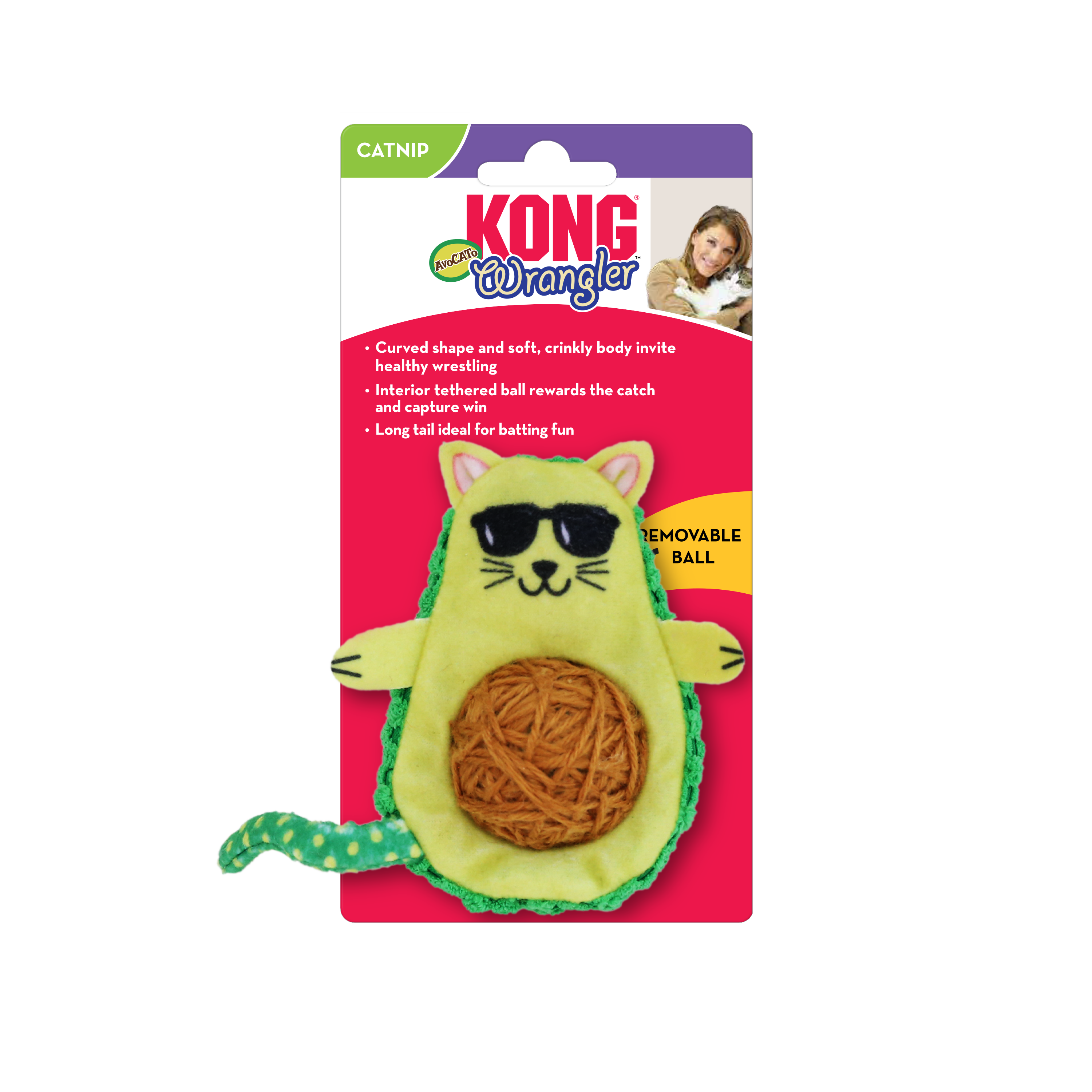 Kong Wrangler Avocato Toy for Cats (Green) Cats-Toys Kong