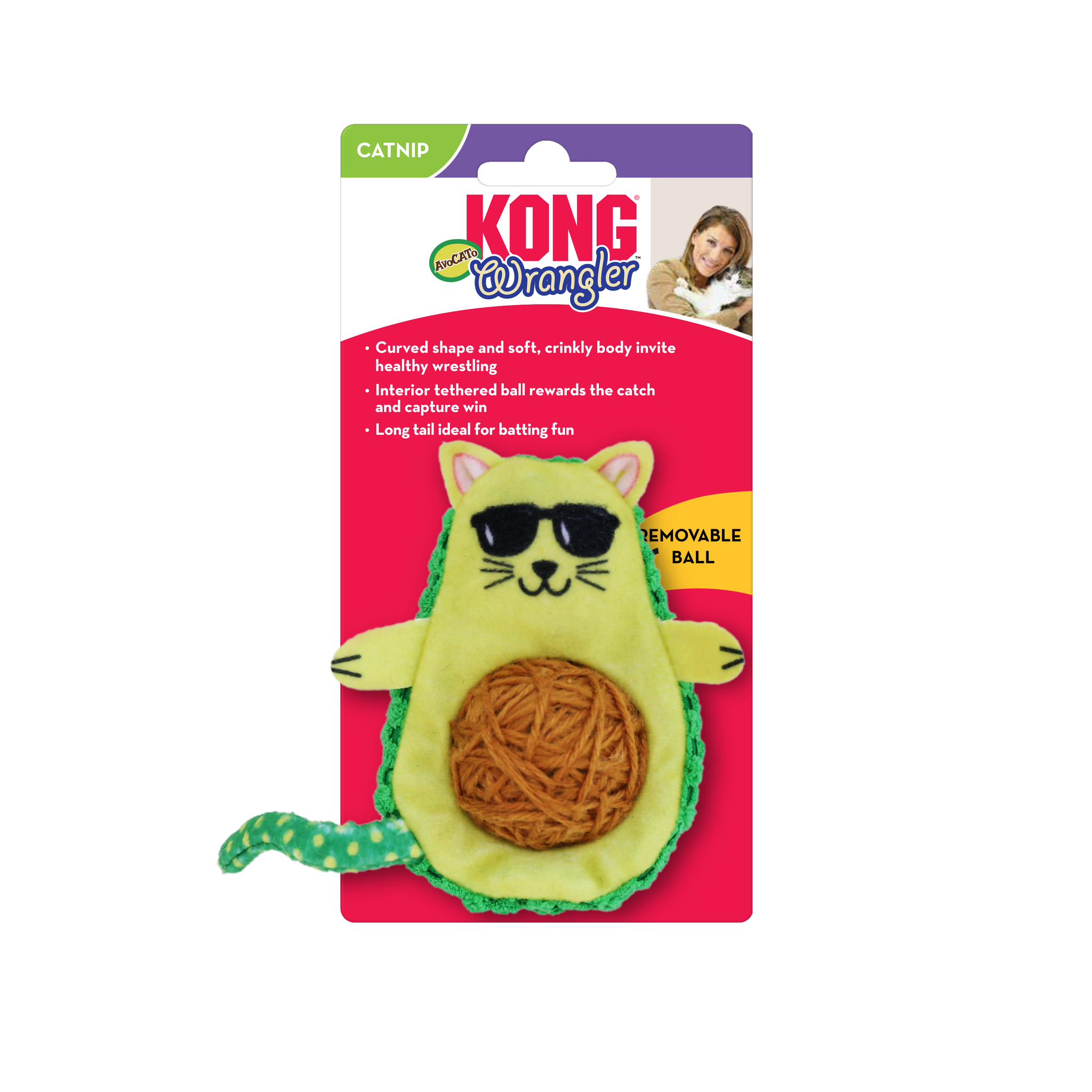 Kong Wrangler Avocato Toy for Cats (Green) Cats-Toys Kong
