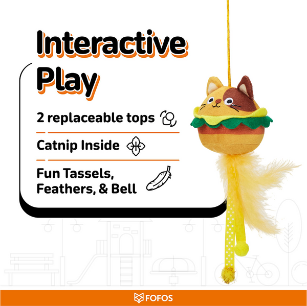 Fofos Wand Meow Fast Food Teaser Toy for Cats
