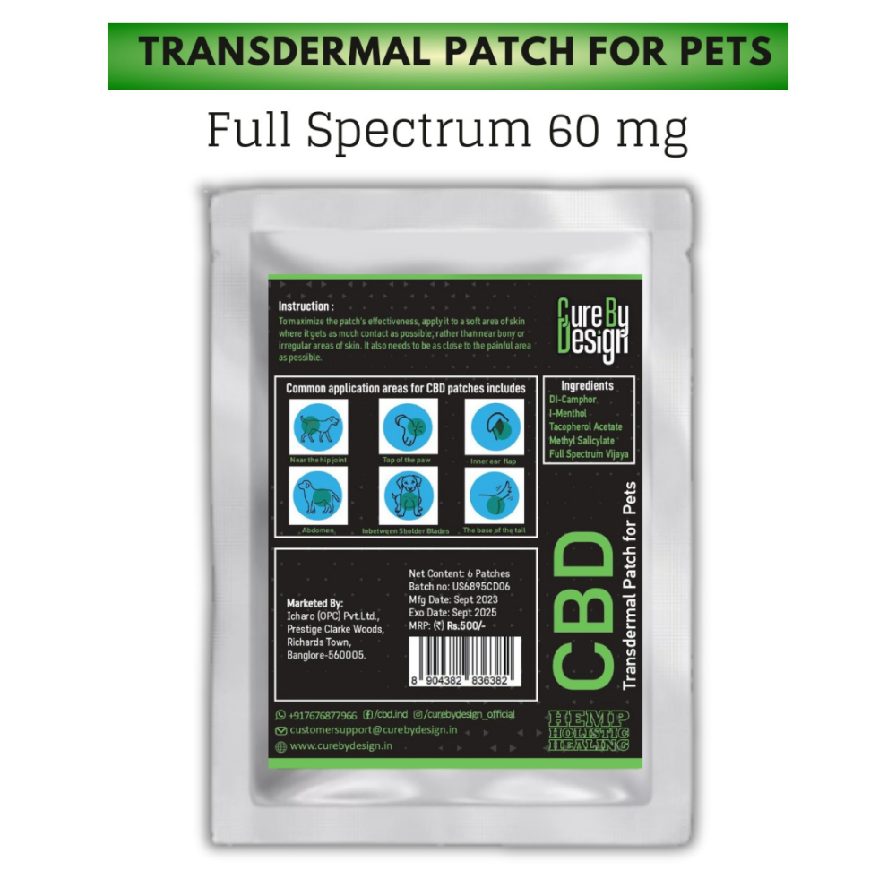 Cure By Design Full Spectrum Transdermal Patch Full Spectrum for Dogs and Cats