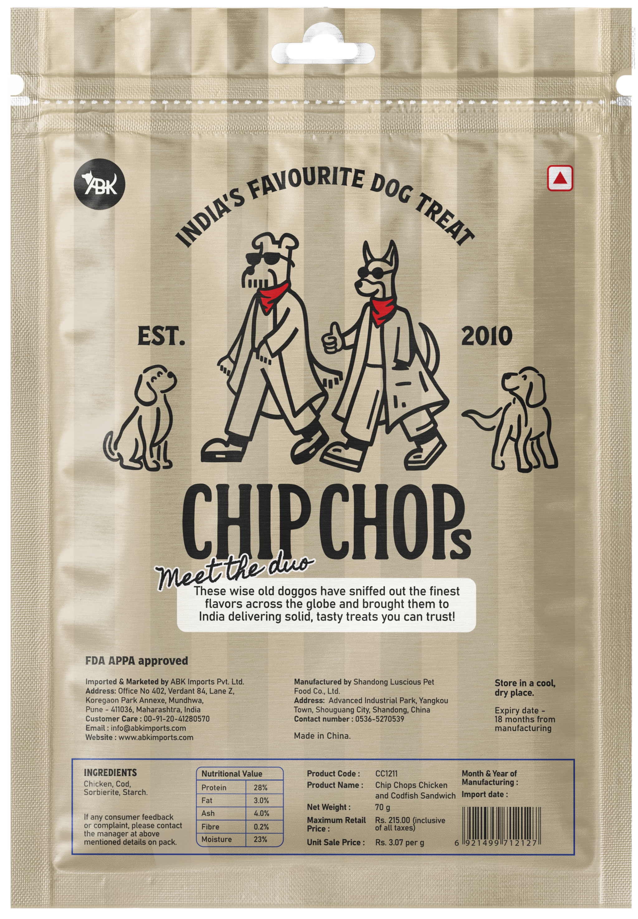Chip Chops Chicken and Codfish Sandwich Dog Treats Dog Treats + Others Chip Chops