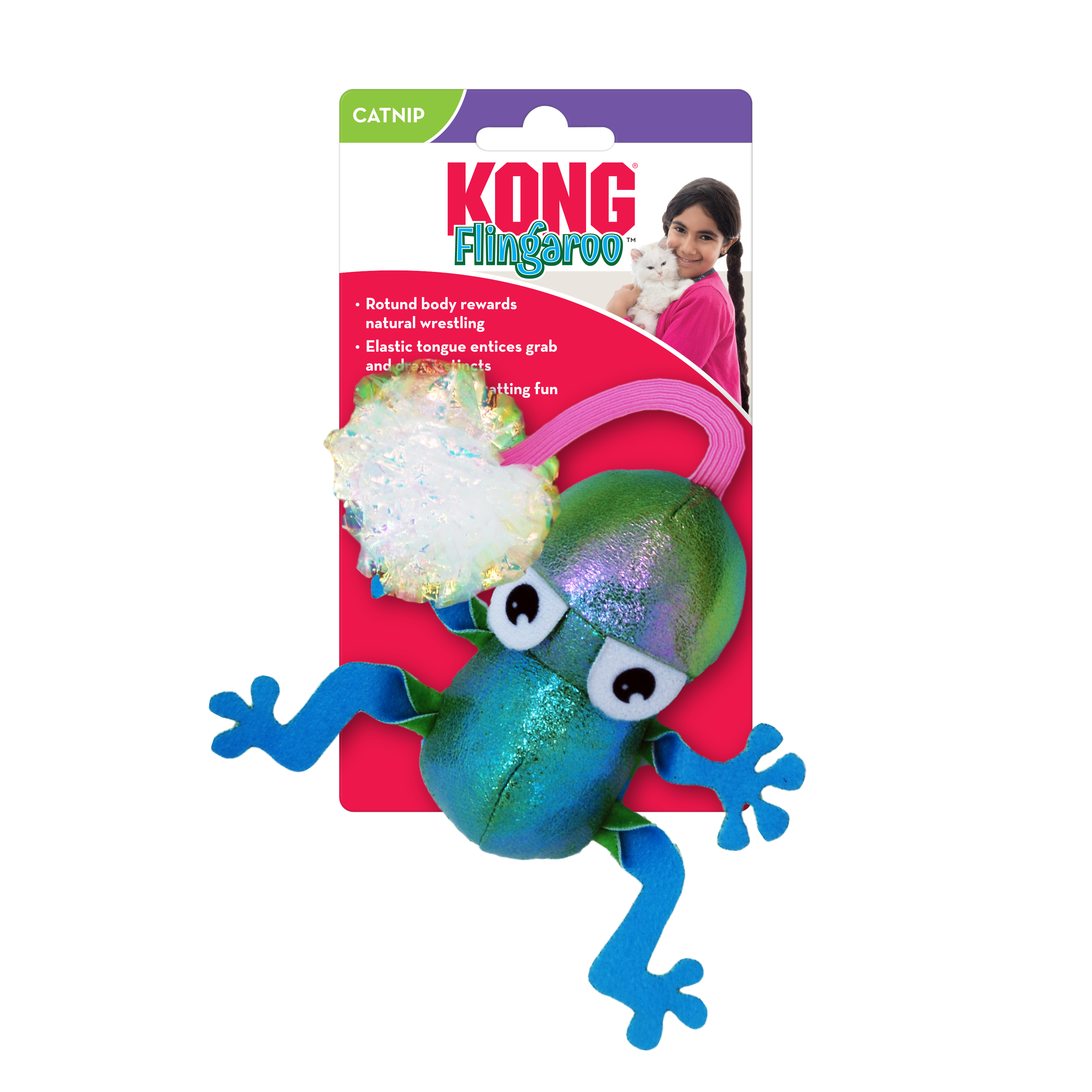 Kong Flingaroo Frog Toy for Cats (Blue) Cats-Toys Kong